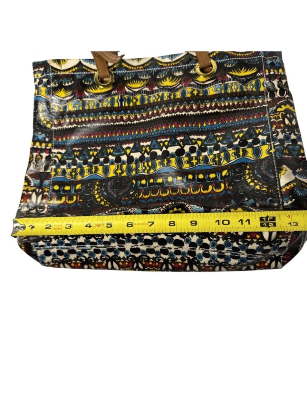 Stack Roots Multicolor Graphics Tote Bag With Brown Handles - Picture 12 of 12